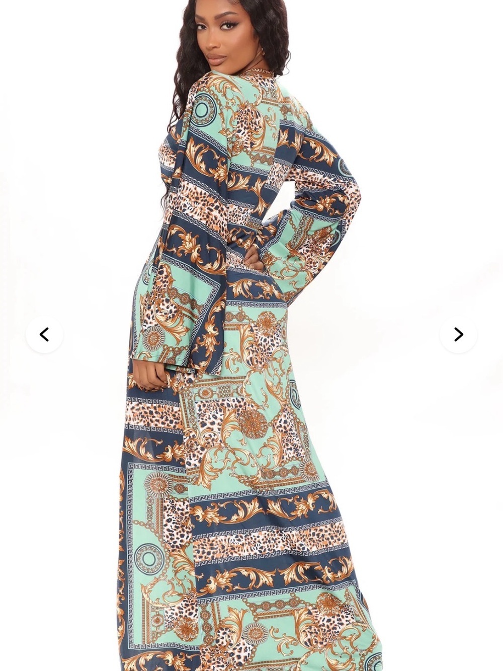 Fashion Nova Baroque Leopard Print Tie-Front Maxi Kaftan Duster Cover-Up - Picture 4 of 9